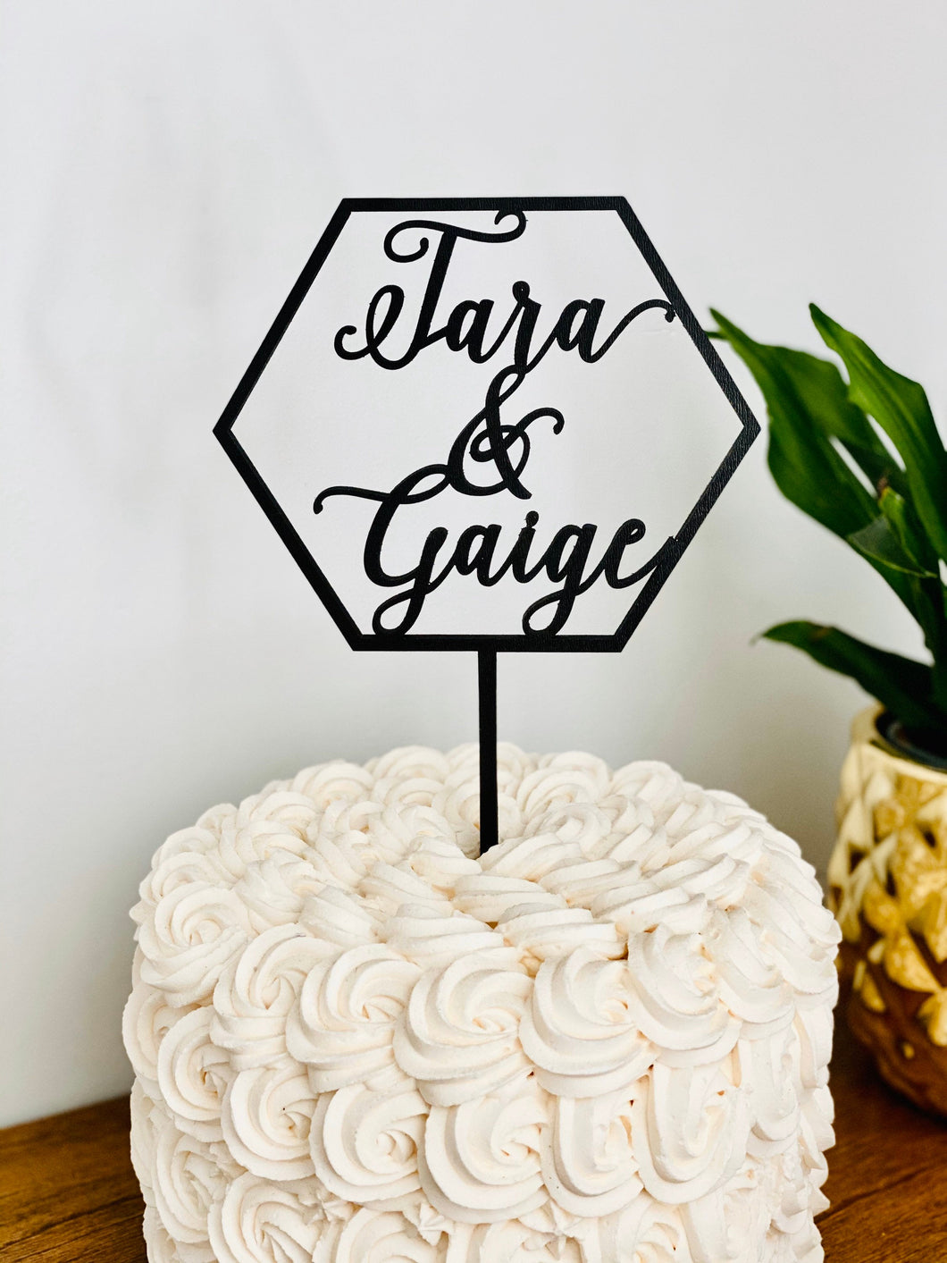 Personalized Hexagon 2 Names Cake Topper, 5