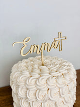 Load image into Gallery viewer, Personalized Name with Cross Cake Topper, 6&quot;W

