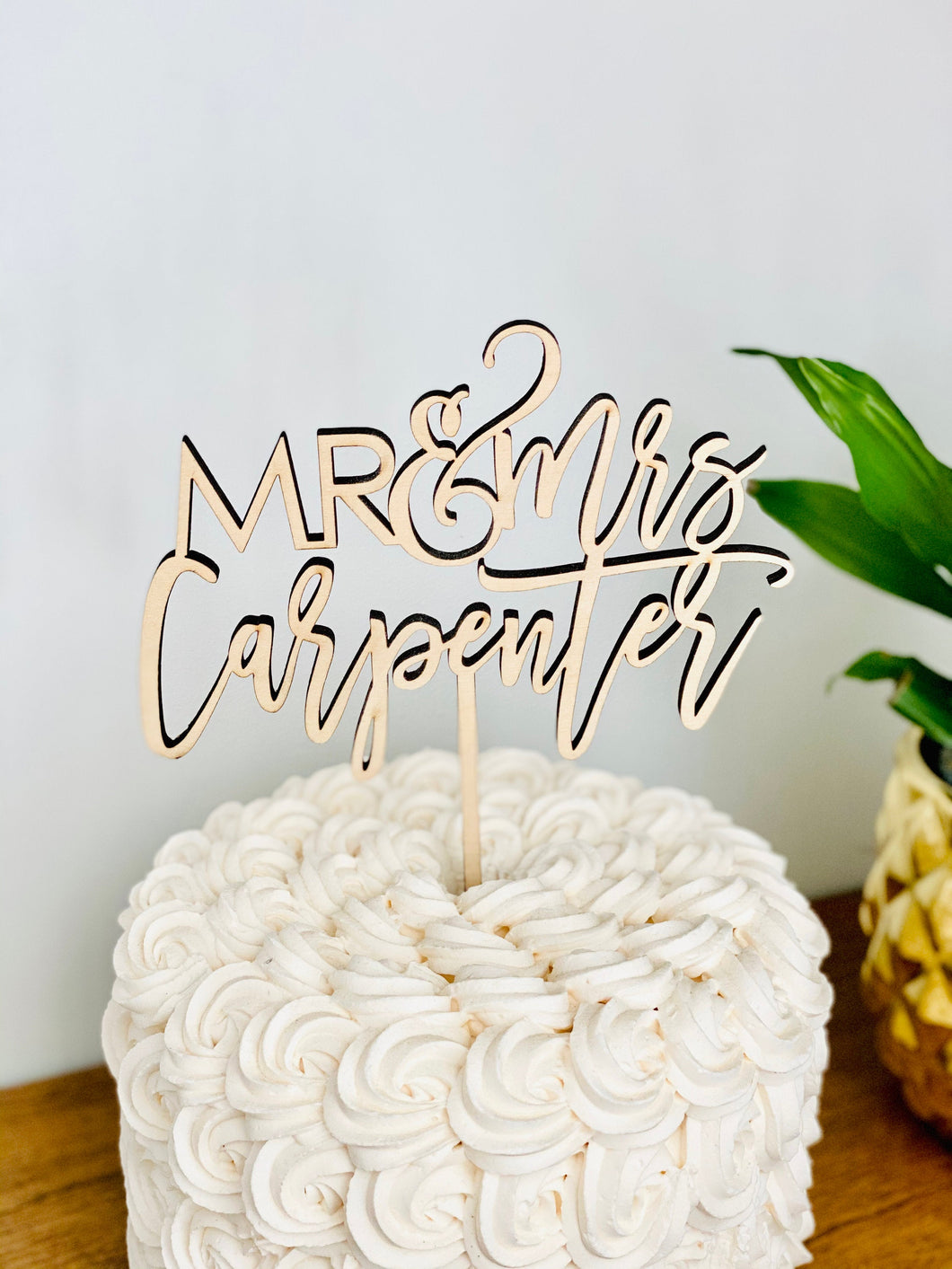 Personalized Mr & Mrs Last Name Cake Topper, 6”W (Version 3)