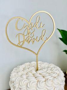 Personalized Heart Name Cake Topper, 6"W