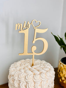 Mis 15 Cake Topper, 5"W