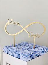 Load image into Gallery viewer, Personalized 2 Names Infinity Cake Topper, 8&quot;W
