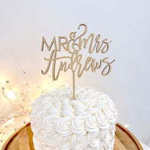 Load image into Gallery viewer, Personalized Mr &amp; Mrs Last Name Cake Topper, 6”W (Version 3)
