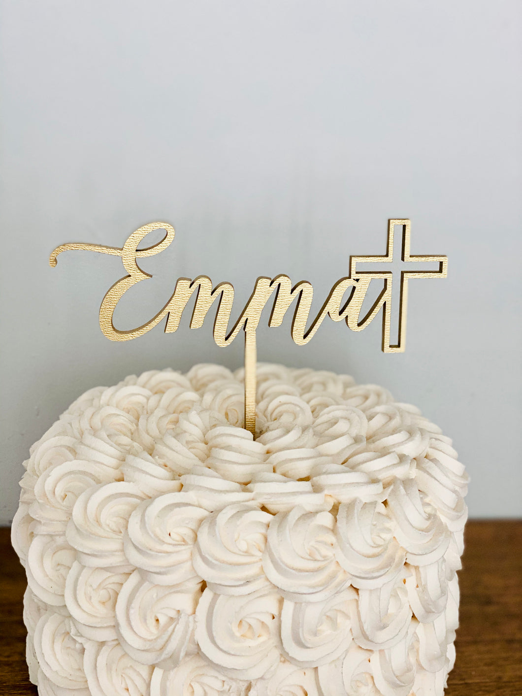 Personalized Name with Cross Cake Topper, 6