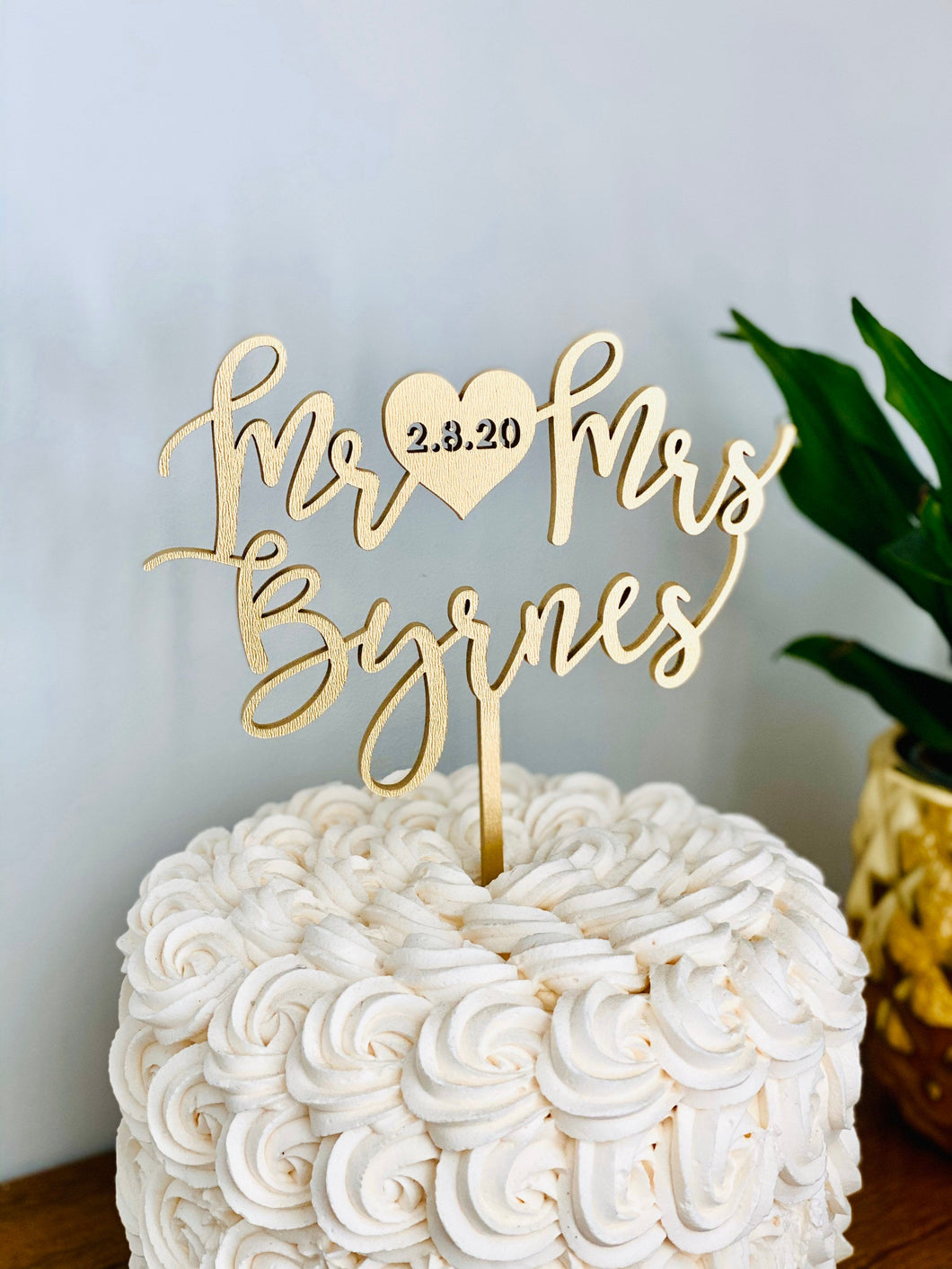 Personalized Mr Heart Mrs Name Cake Topper with Date, 6