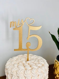 Mis 15 Cake Topper, 5"W