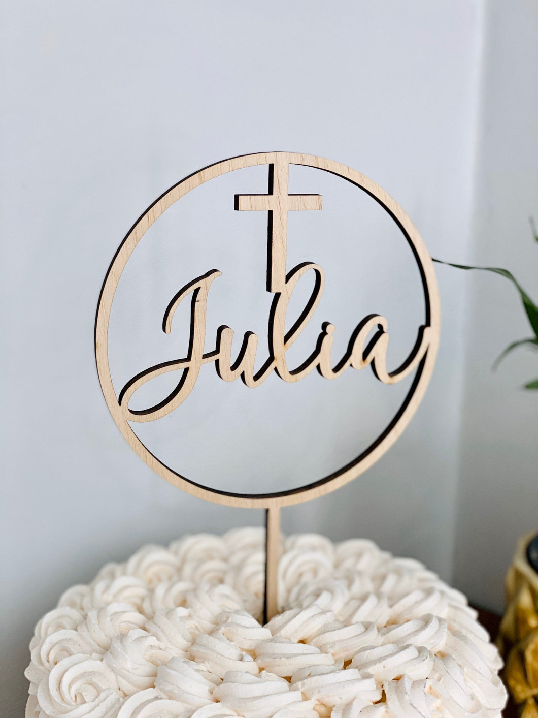 Name with Cross Circle Cake Topper, 5
